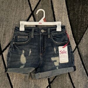 Justice Dark Blue Distressed Denim Shorts